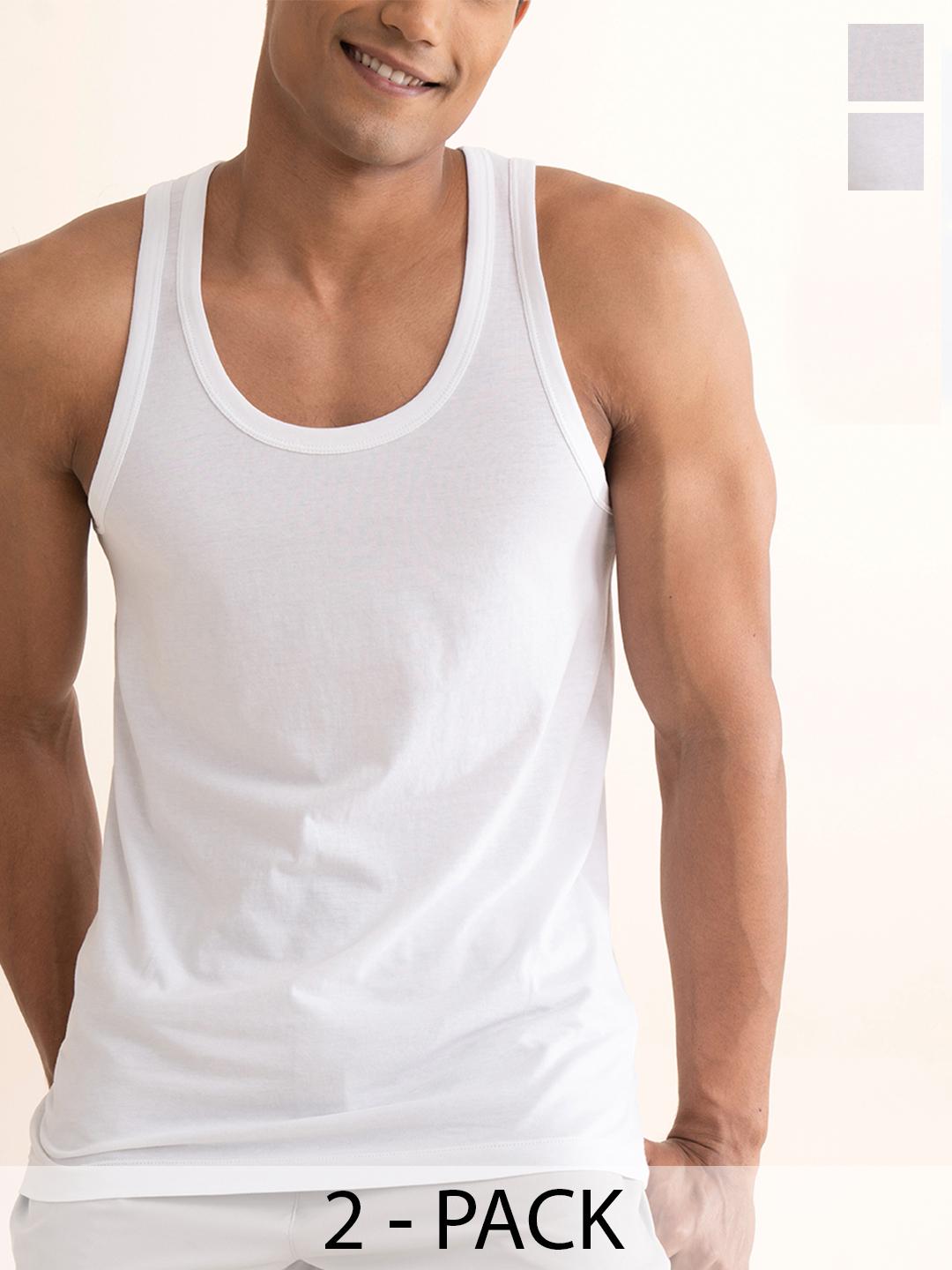 Buy DAMENSCH Men Pack Of 2 NEO Cotton Anti Bacterial & Anti Microbial Innerwear Vests -  - Apparel for Men