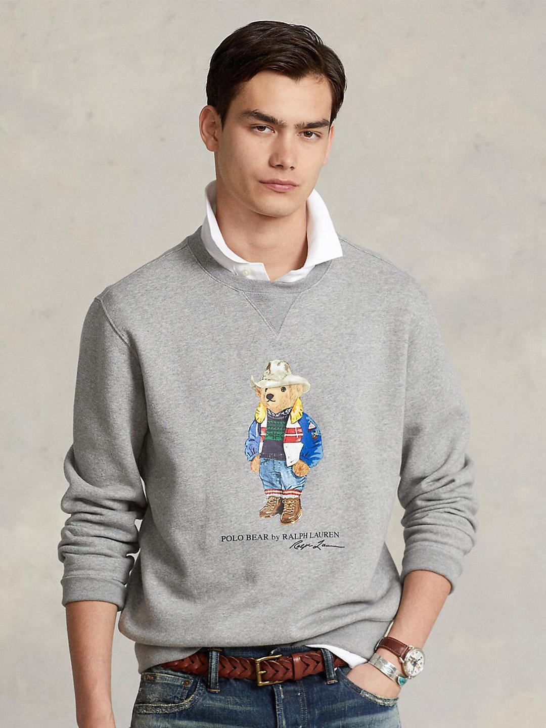 Buy Polo Ralph Lauren Men Polo Bear Printed Fleece Pullover Sweatshirts ...