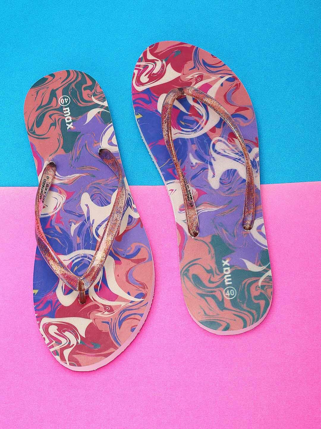 Maxed Flops Buy Max Women Red & Blue Printed Rubber Thong Flip Flops - Flip Flops ...