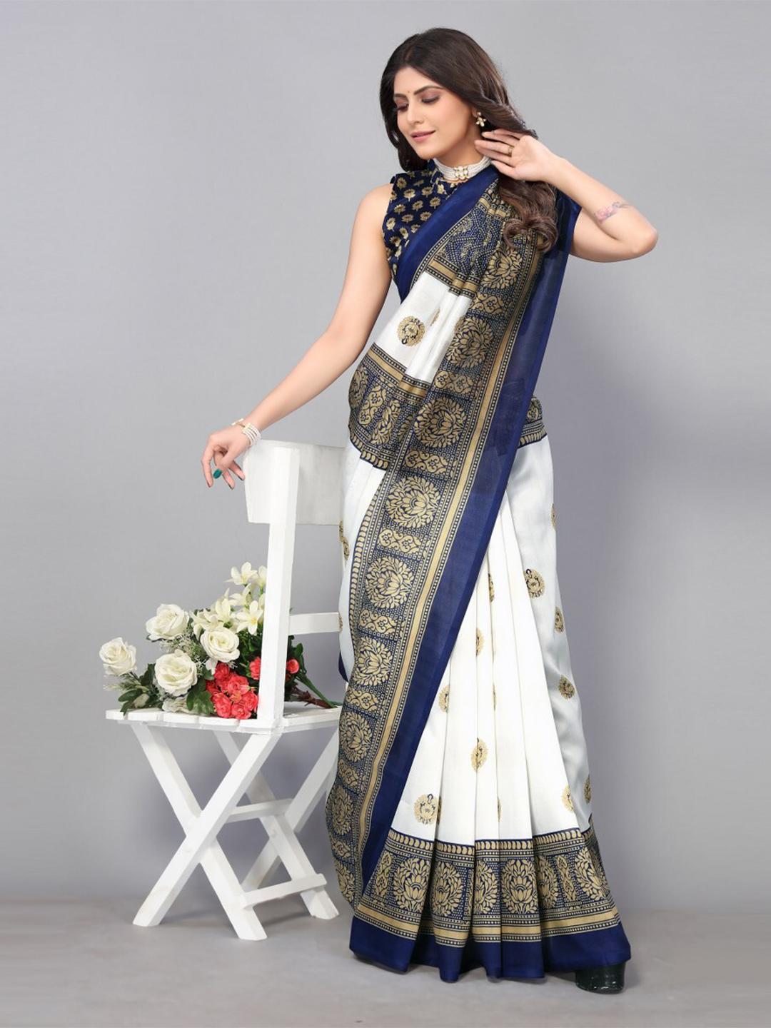 Buy KALINI Ethnic Motifs Printed Art Silk Saree - Sarees for Women ...