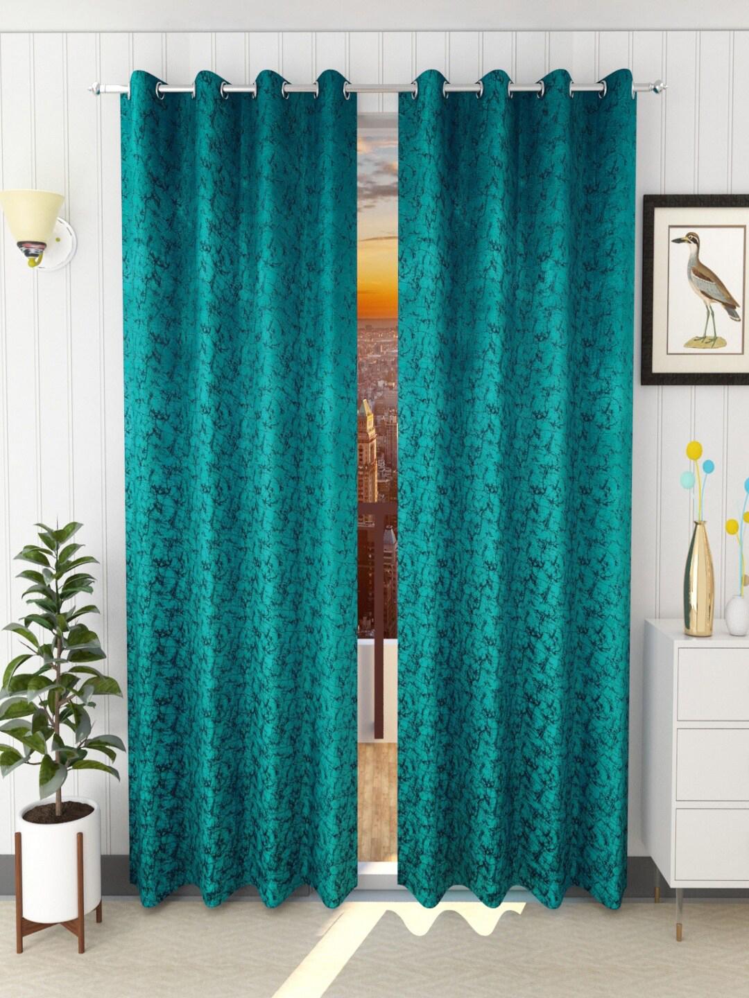 Buy Homefab India Turquoise Blue Set Of 2 Room Darkening Window ...