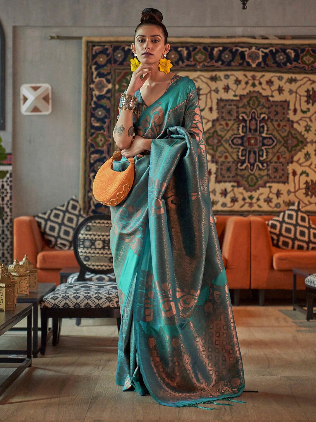 Saree mall Striped Woven Design Zari Silk Saree