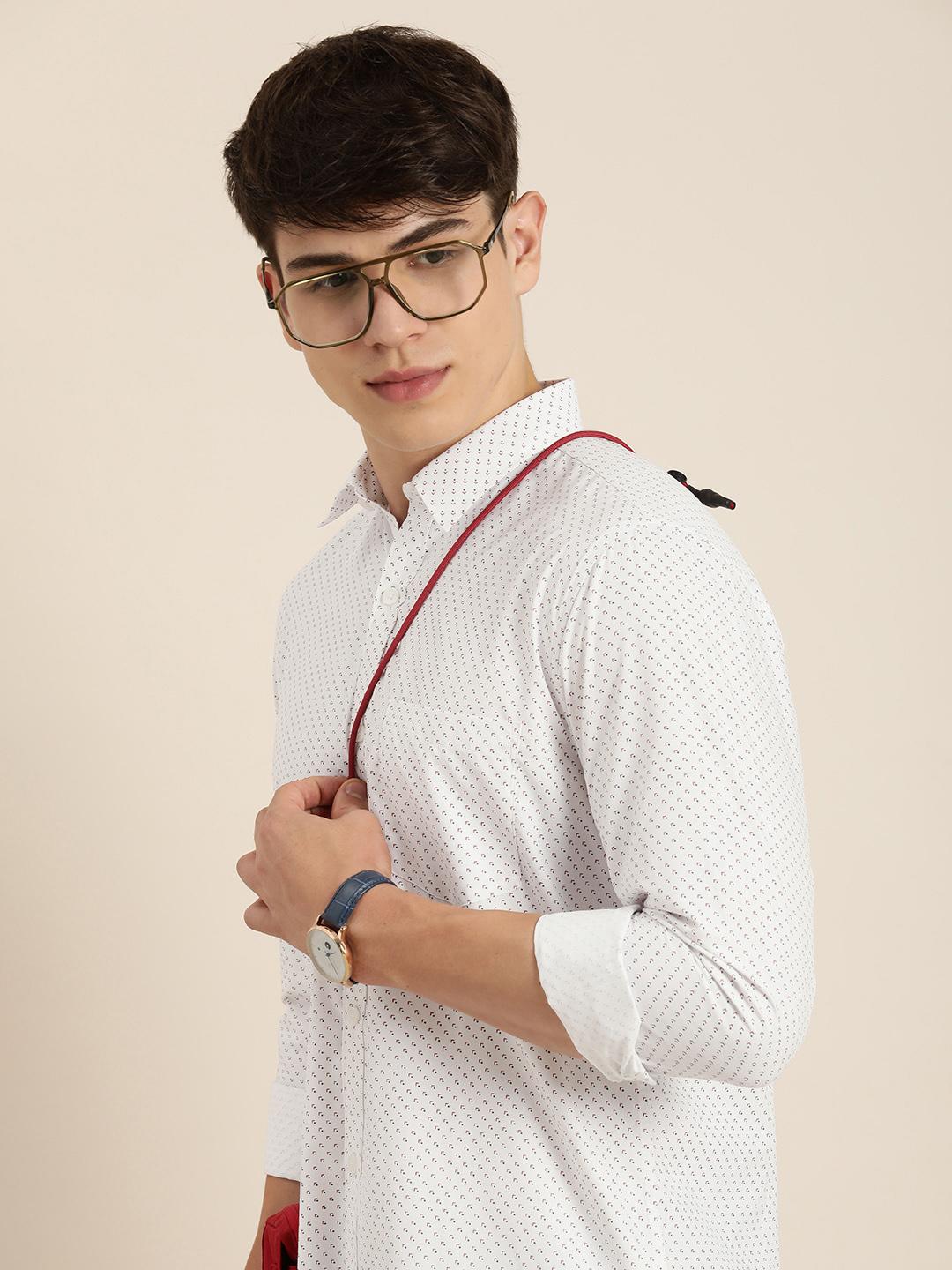 encore by INVICTUS Men Micro Ditsy Ethnic Printed Casual Shirt