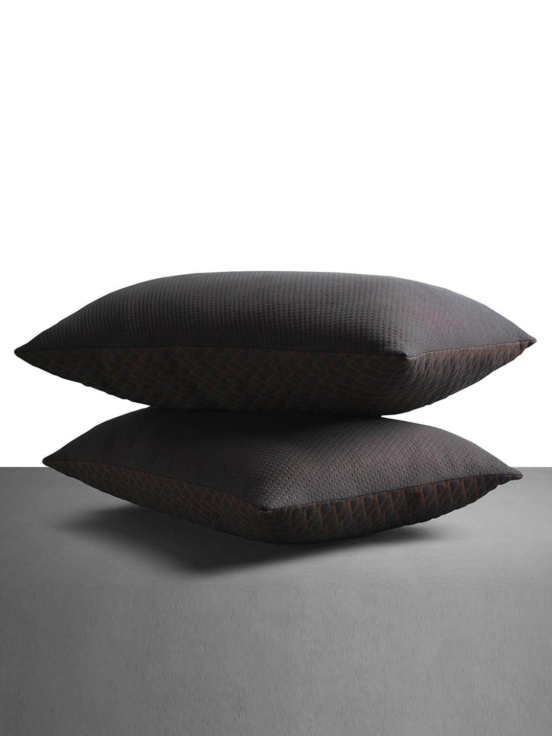 Buy LA VERNE Brown Solid Polycotton Set Of 2 Medium Fibre Sleep Pillow 71 X 45 X 5 Cm - - Home for Unisex
