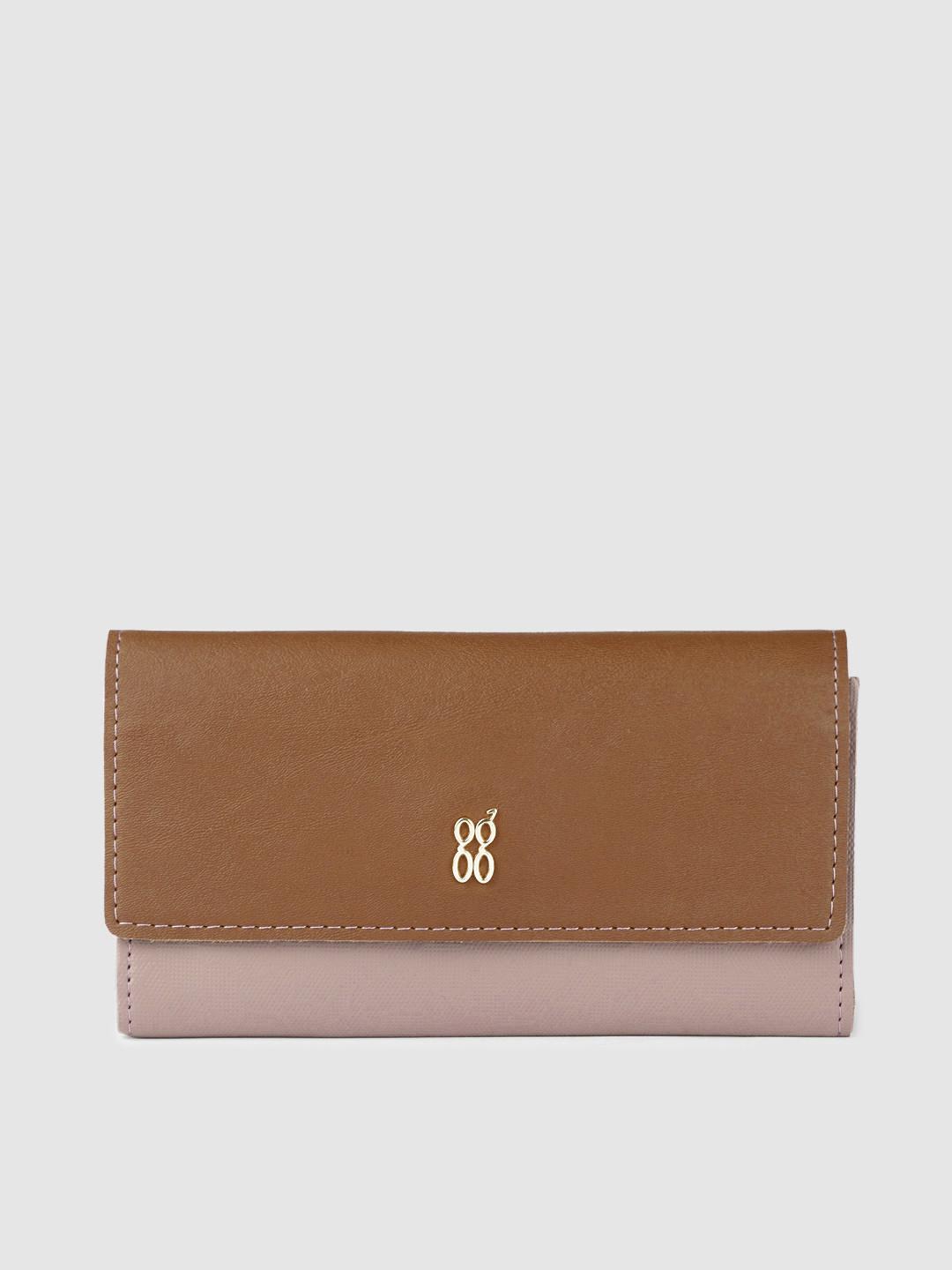 Buy Baggit Women Colourblocked PU Three Fold Wallet With Textured ...