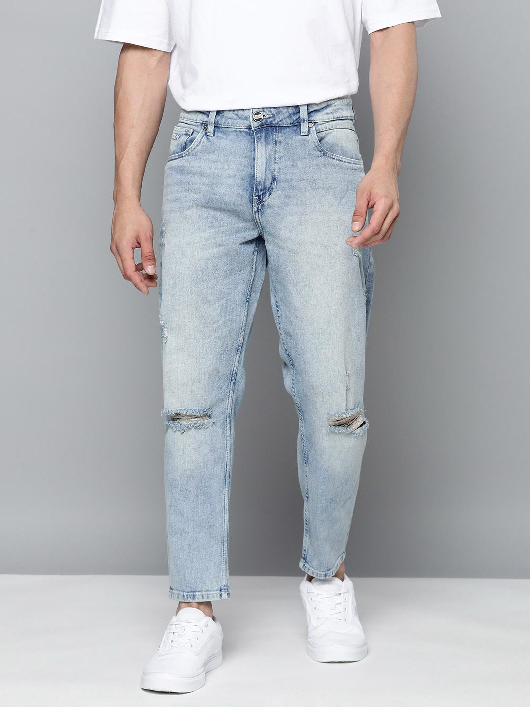 Buy Mast & Harbour Men Carrot Fit Slash Knee Light Fade Stretchable Jeans -  - Apparel for Men