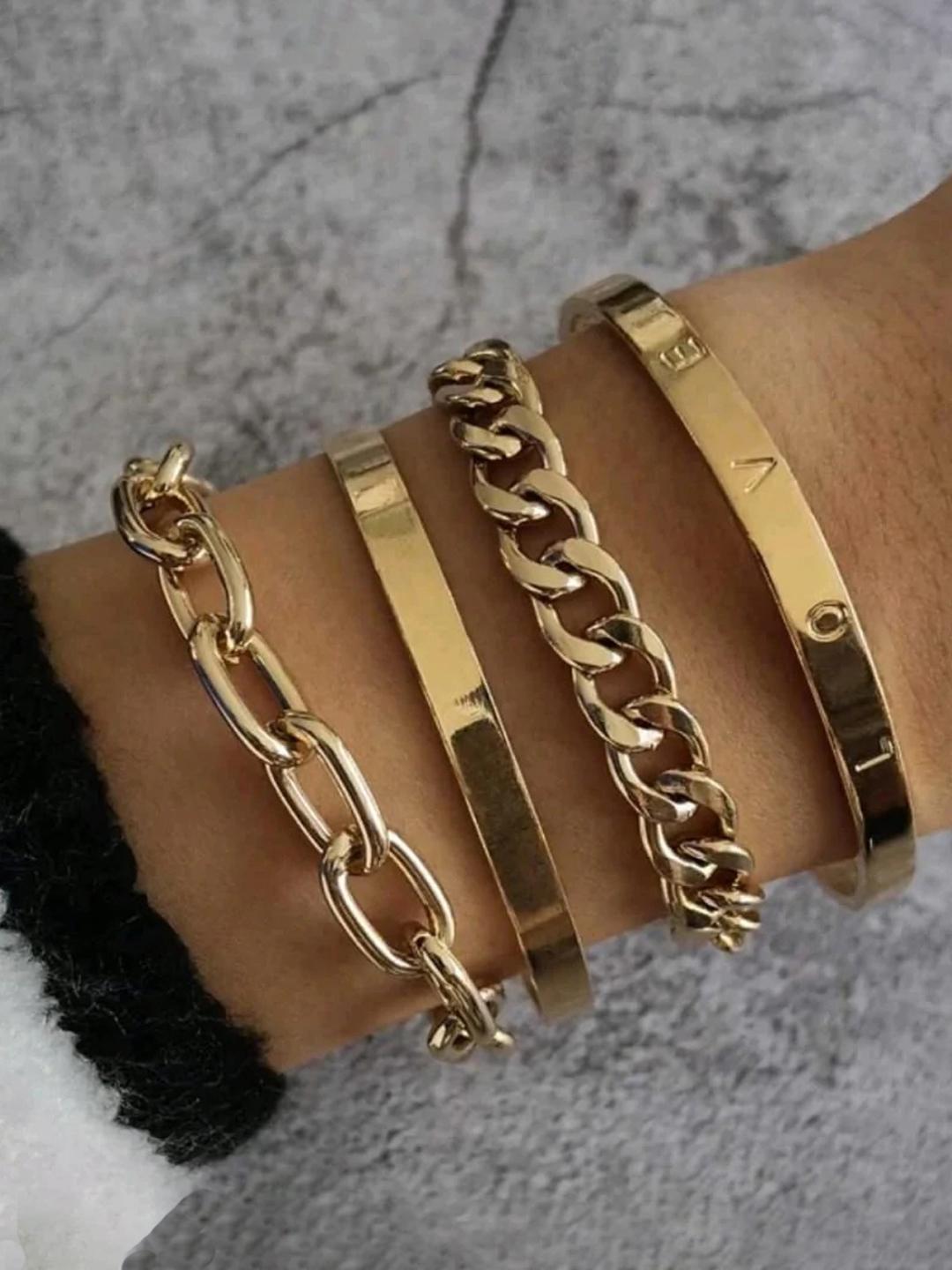 Buy Jewels Galaxy Women 4 Gold Toned Gold Plated Link Bracelet - - Accessories for Women