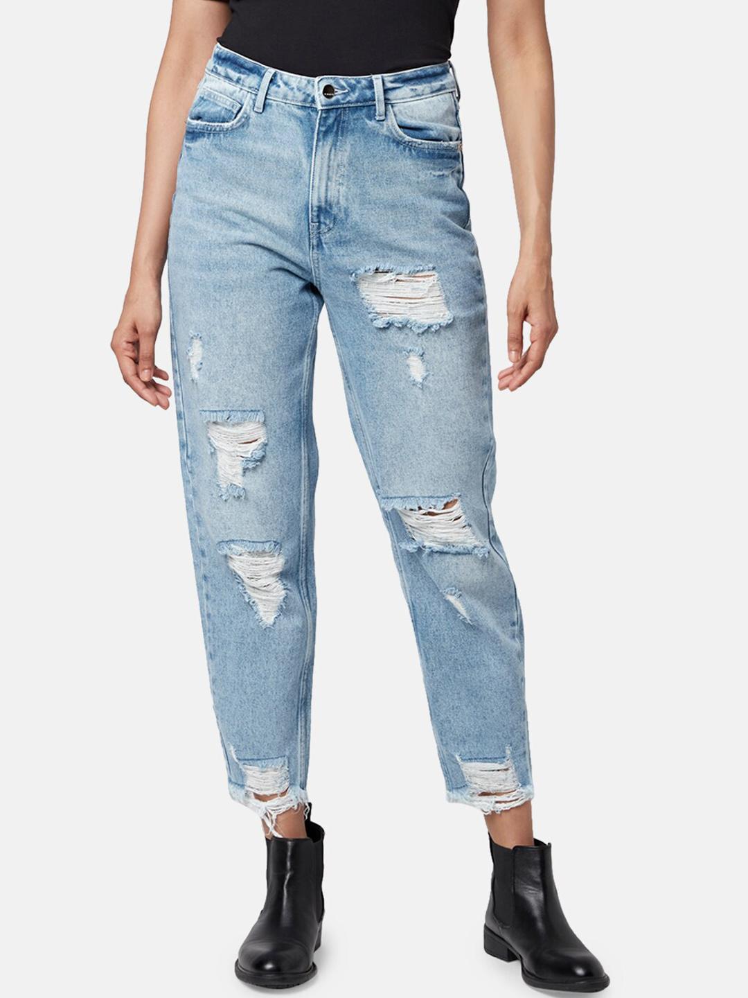 SF JEANS by Pantaloons Women Cotton High-Rise Mildly Distressed Light Fade Jeans