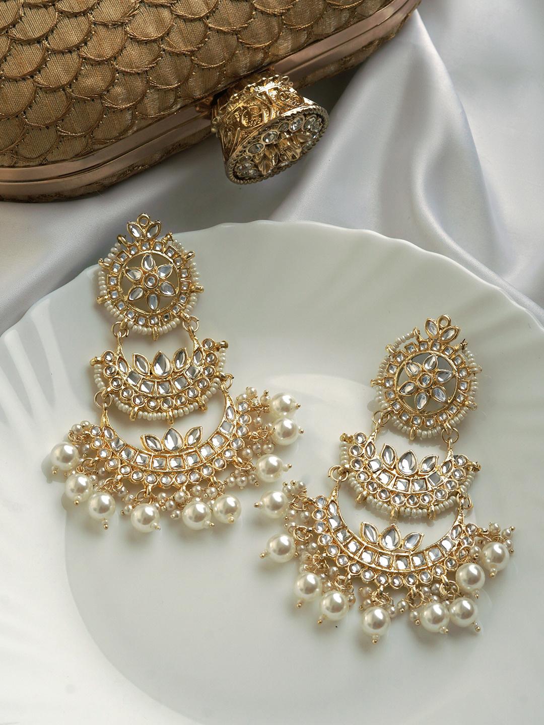 Buy TEEJH White Gold Plated Contemporary Drop Pearl Earrings -  - Accessories for Women