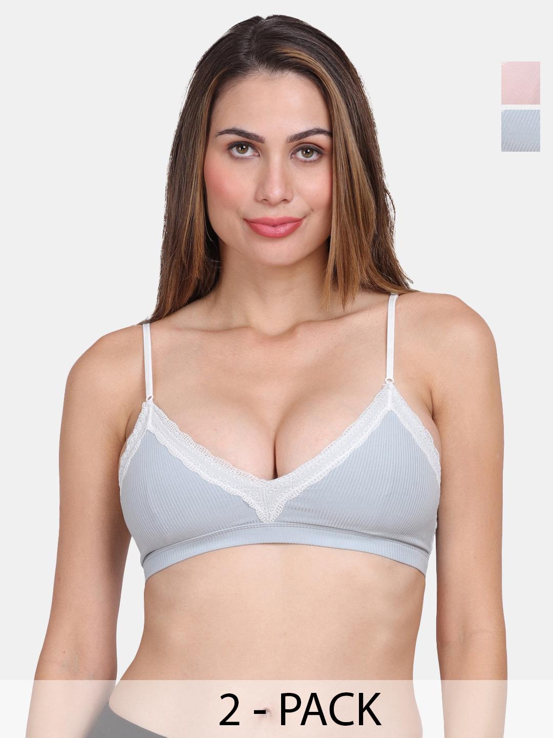 Buy Amour Secret Pack Of 2 Seamless Lightly Padded Bra PD9068_Gry_Rbn - - Apparel for Women