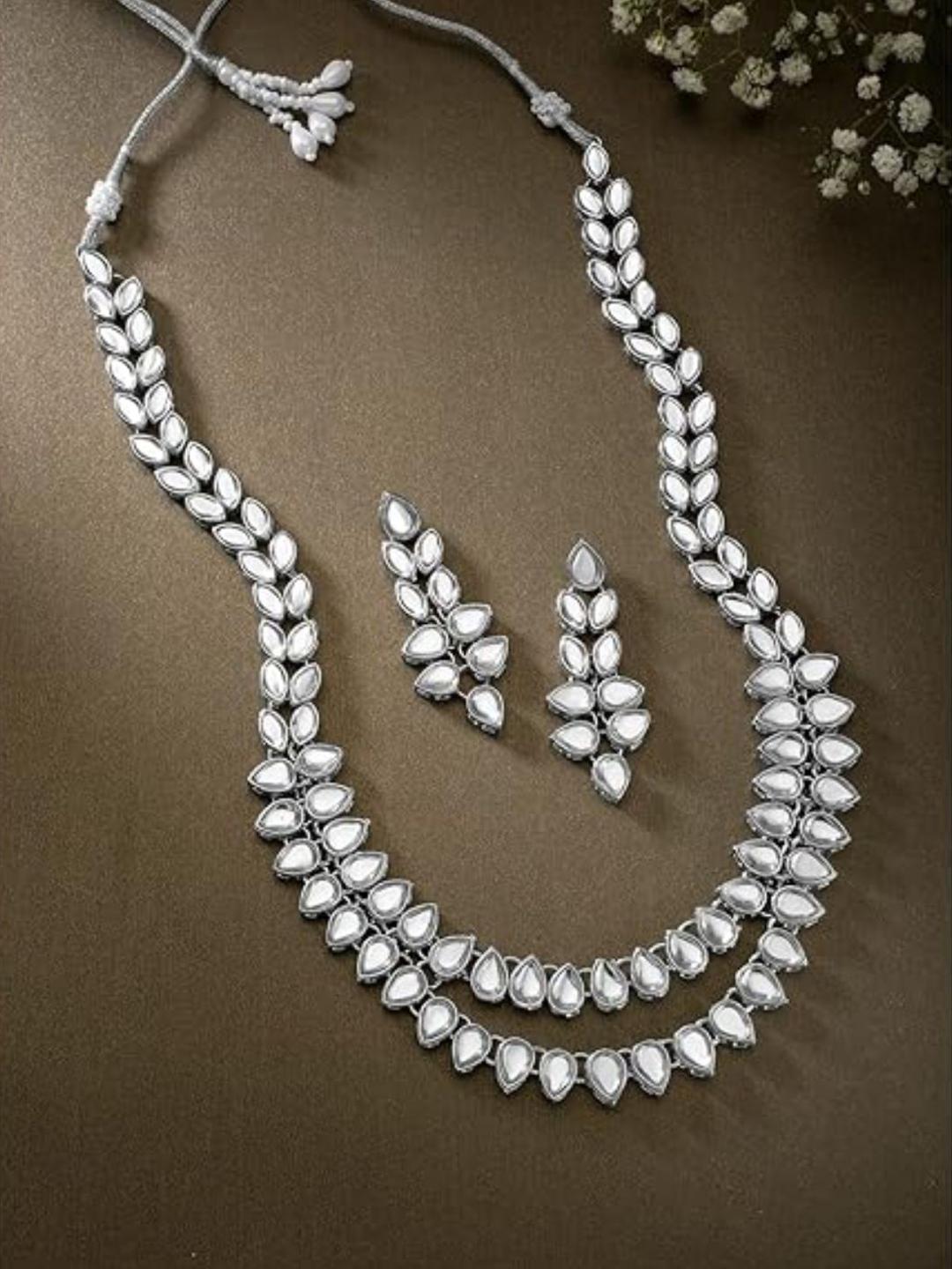 Buy I Jewels Women Silver Plated Kundan Studded Jewellery Set - - Accessories for Women
