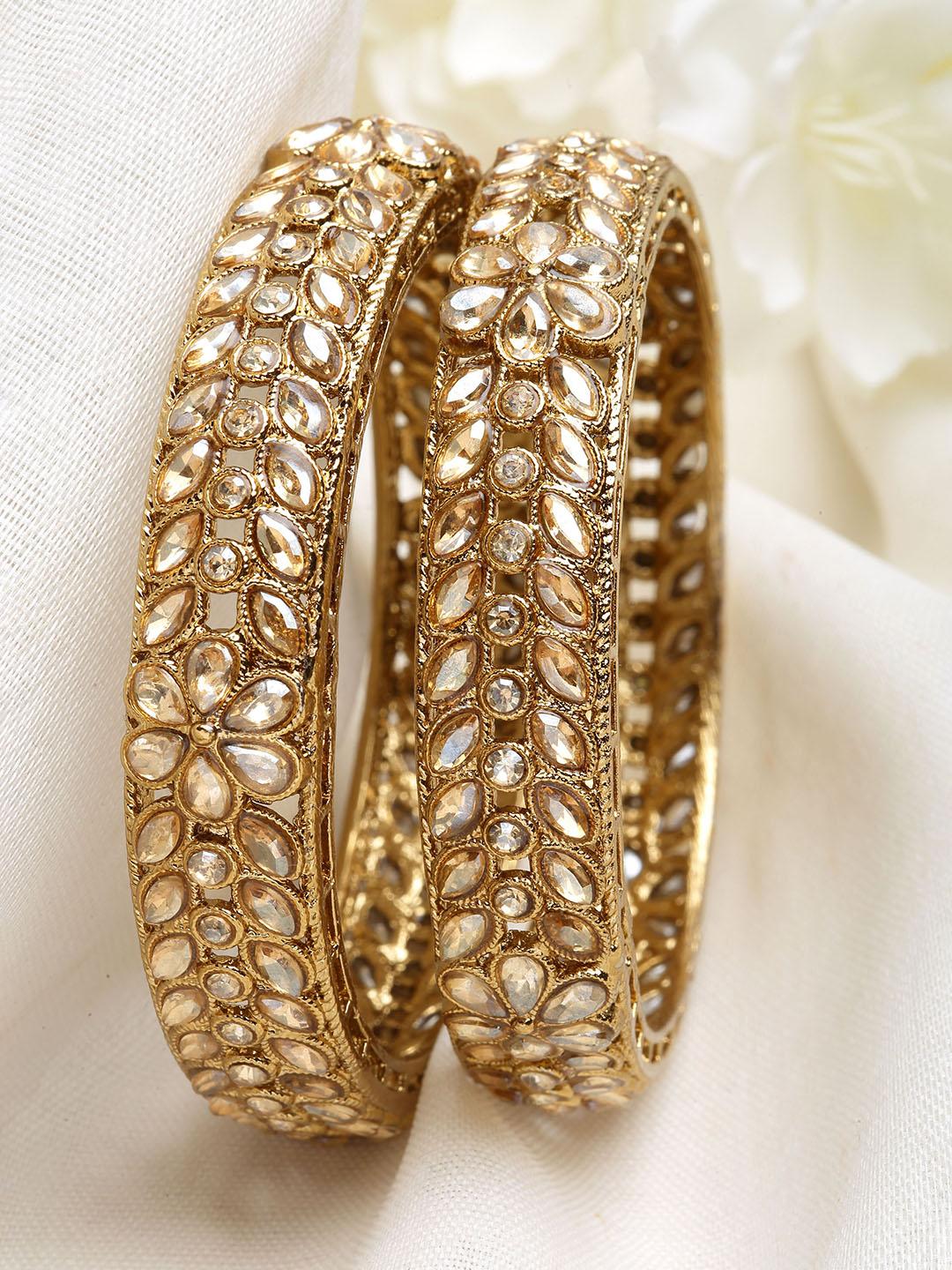 Buy KARATCART Set Of 2 Gold Plated Kundan Studded Bangles - - Accessories for Women