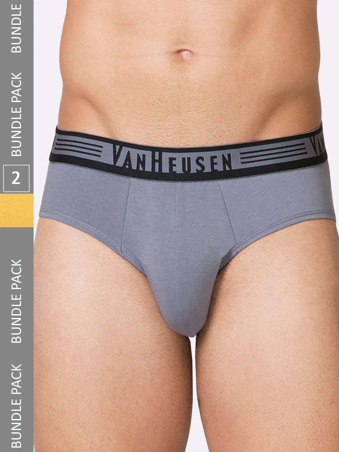 Van Heusen Innerwear Men Pack of 2 Solid Ultra Soft Body Defining Fit Briefs