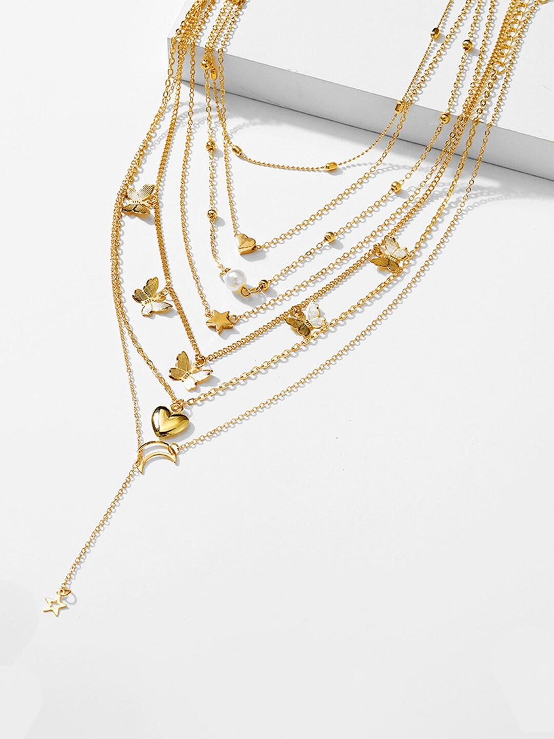 Buy Jewels Galaxy Set Of 6 Gold Plated Necklace - - Accessories for Women