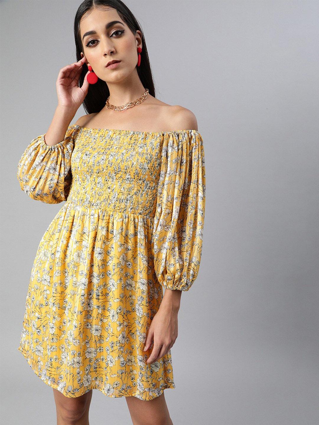 Sera Green Fit and Flare Printed Mini Dress