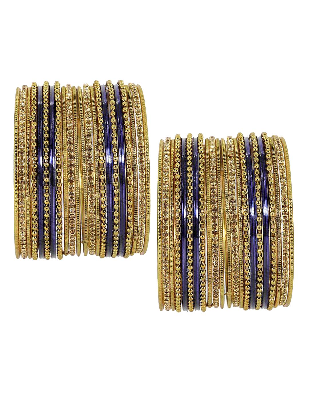 Buy NMII Set Of 44 Zircon Gemstone Studded Bangles -  - Accessories for Women