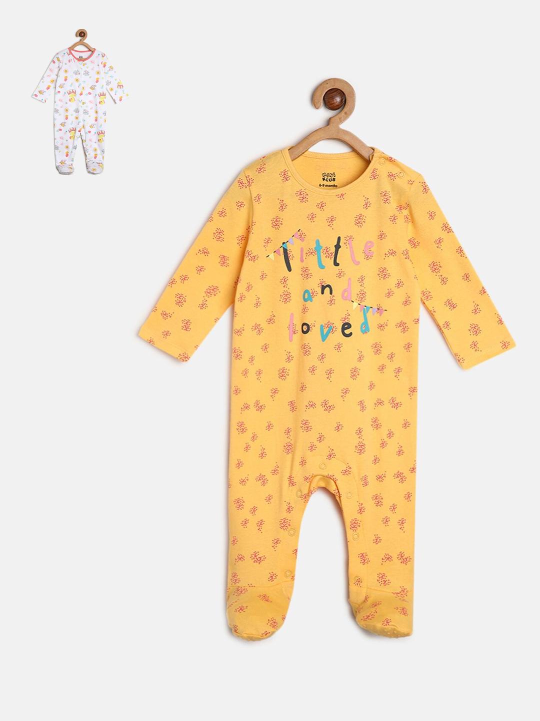 Buy MINI KLUB Infants Pack Of 2 Printed Pure Cotton Sleepsuit - - Apparel for Girls