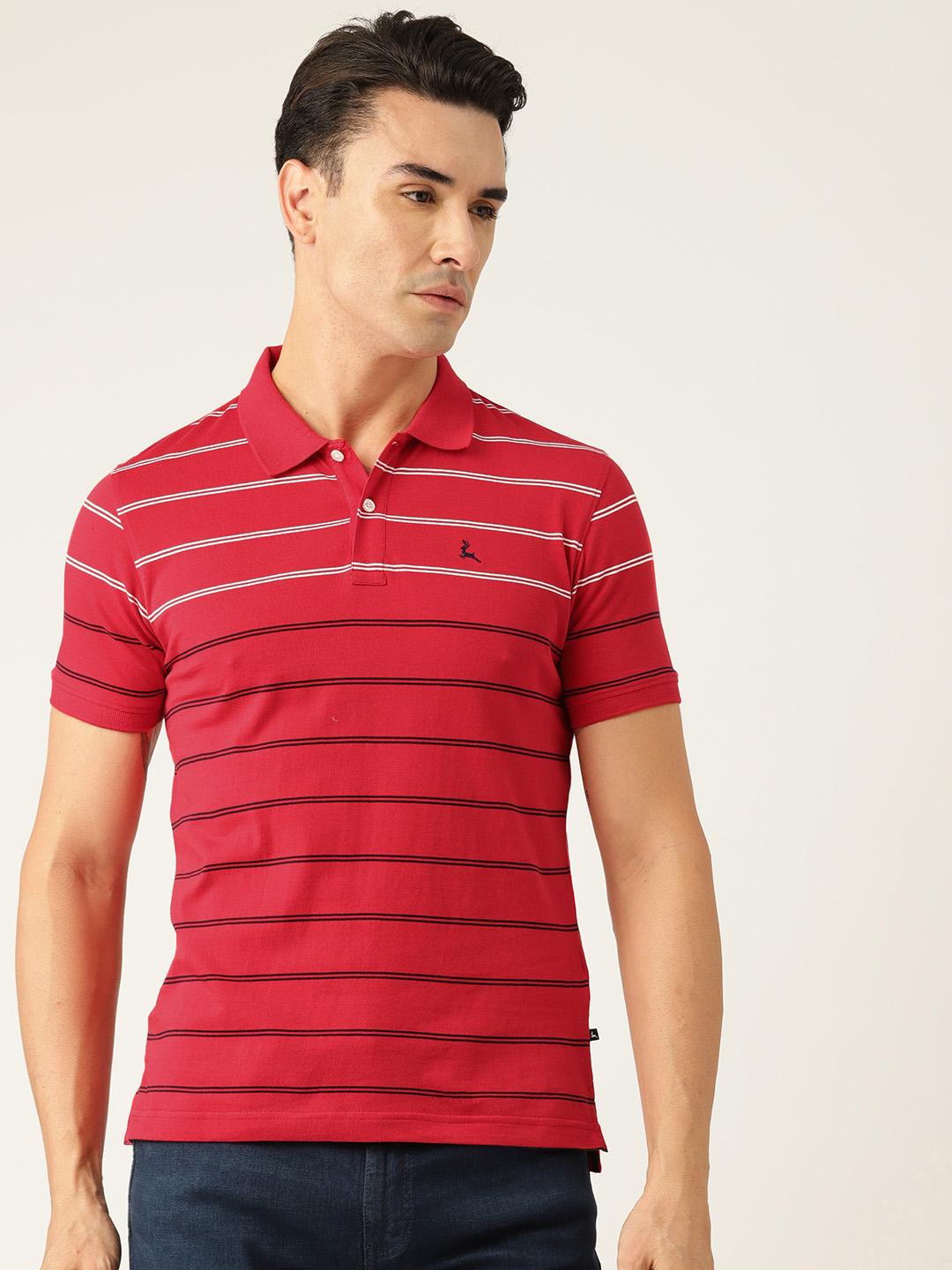 Buy Parx Men Striped Polo Collar Pure Cotton T Shirt - Tshirts for Men ...