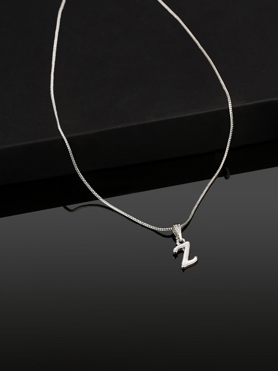 Buy Estele Rhodium Plated Initial Z Pendant With Chain -  - Accessories for Women
