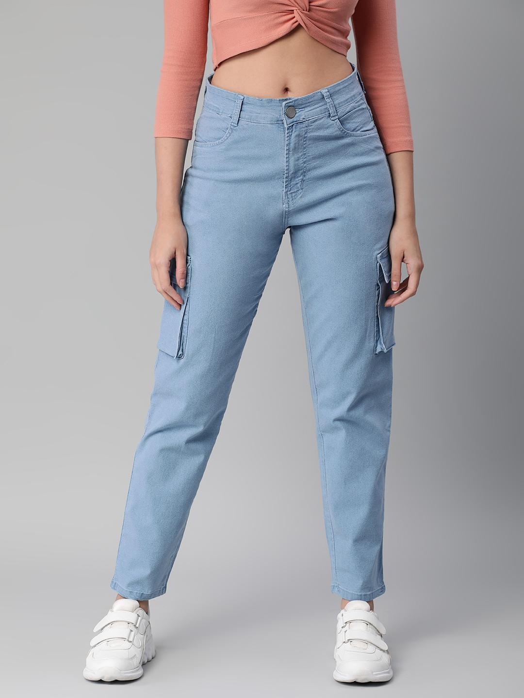 Buy ADBUCKS Relaxed Fit High Rise Pure Cotton Stretchable Jeans -  - Apparel for Women