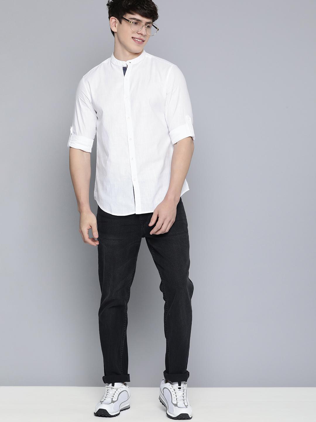 HERE&NOW Mandarin Collar Slim Fit Casual Shirt