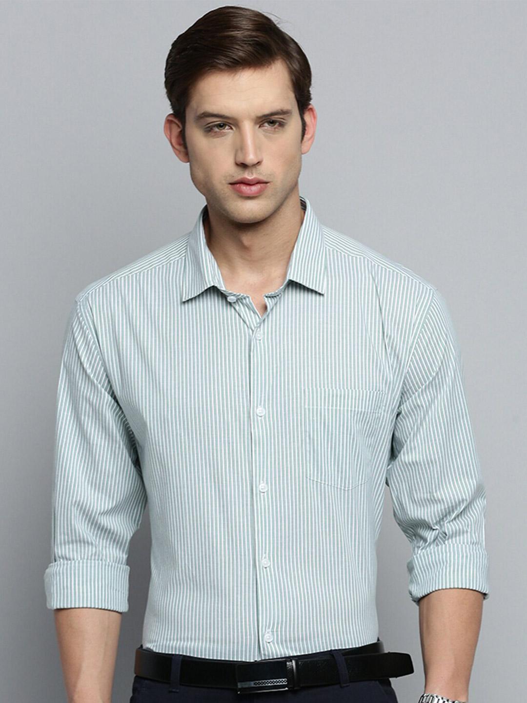 Men White Classic Striped Formal Shirt main image 0