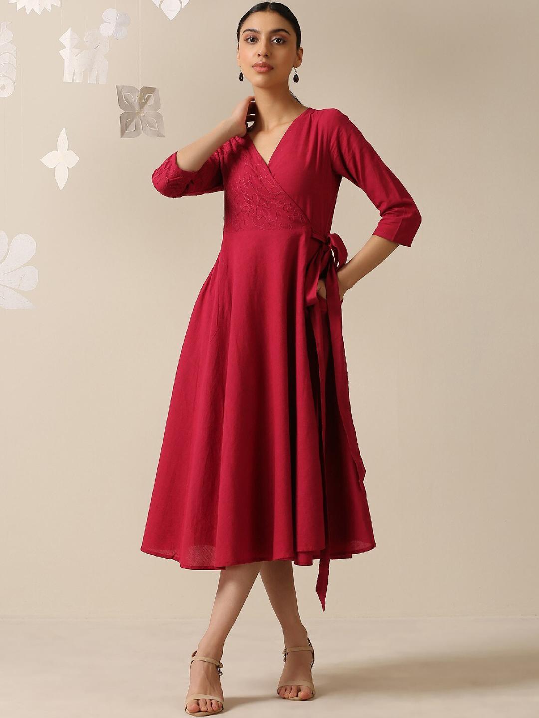 Abstract Tassel Ethnic Fusion Midi Dress