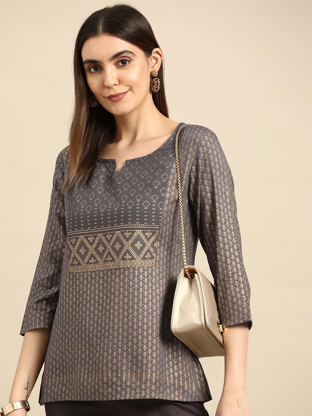 Buy Anouk Grey Printed Kurti - Kurtis for Women 22048138 | Myntra