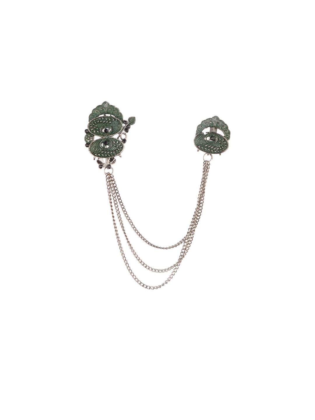 Buy The Tie Hub Men Stone Studded Sea Shells Chain Lapel Pin - Brooch ...