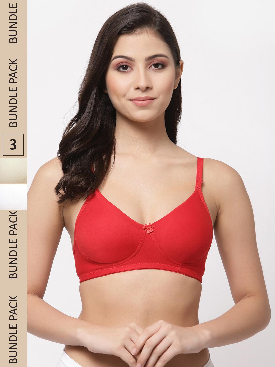 Buy College Girl Pack Of 3 Cotton Lightly Padded Full Coverage All Day Comfort Seamless Bra - - Apparel for Women