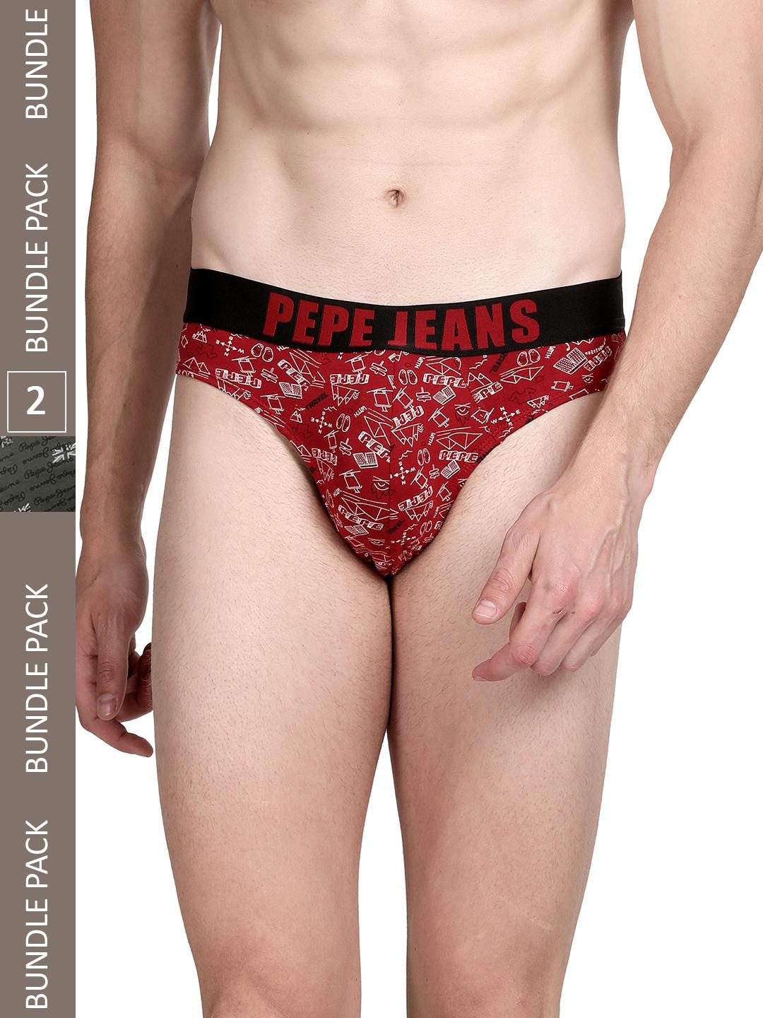 Buy Pepe Jeans Men Pack Of 2 Printed Cotton Anti Microbial Basic Briefs 8904311371687 -  - Apparel for Men