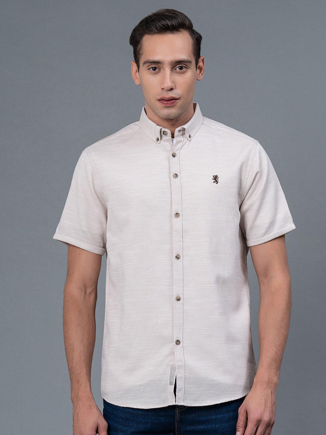 Red Tape Button-Down Collar Solid Casual Shirt