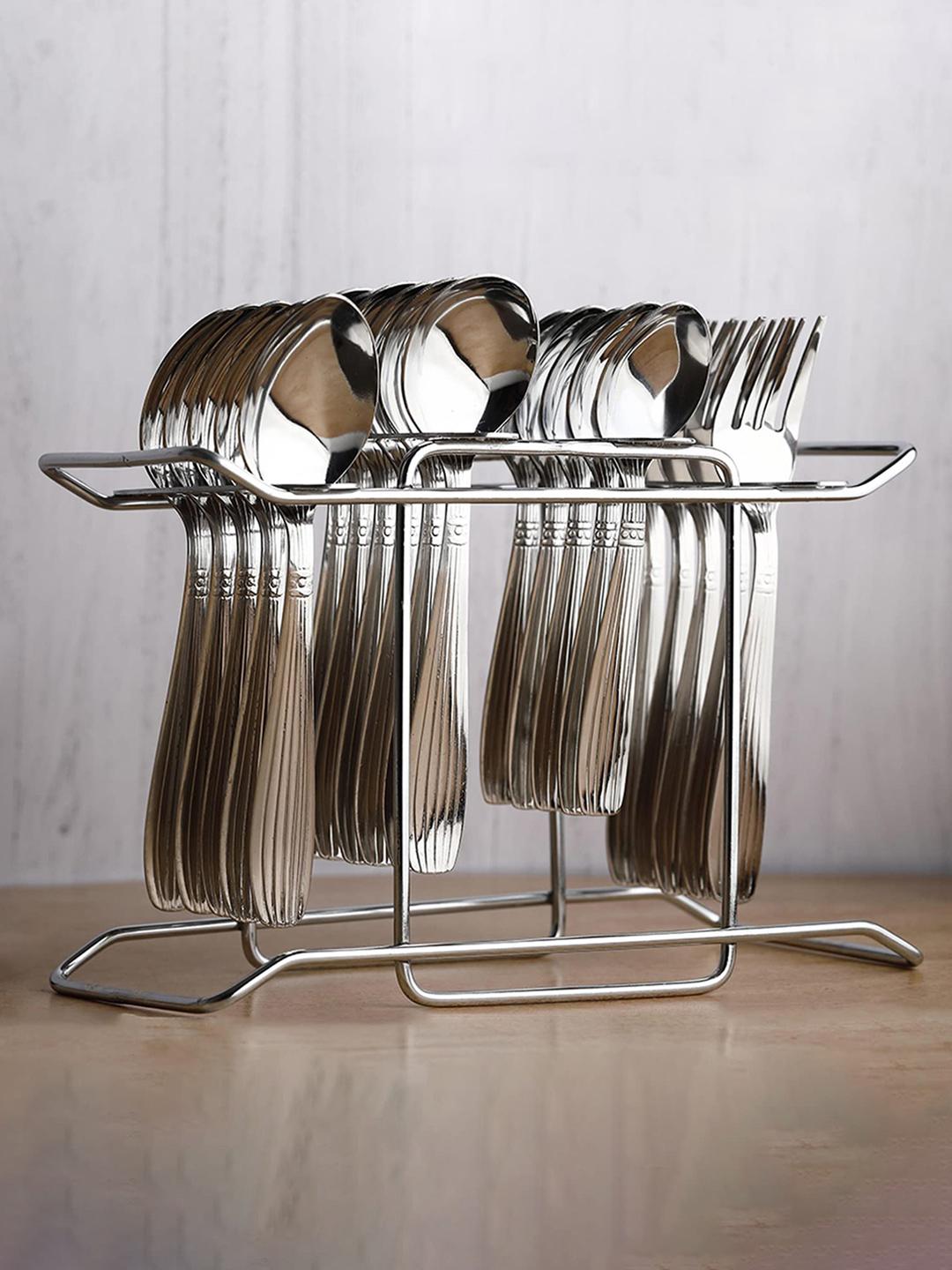 Buy Kuber Industries Stainless Steel Cutlery Set For Kitchen & Dining Table & 24 Spoon Silver -  - Home for Unisex