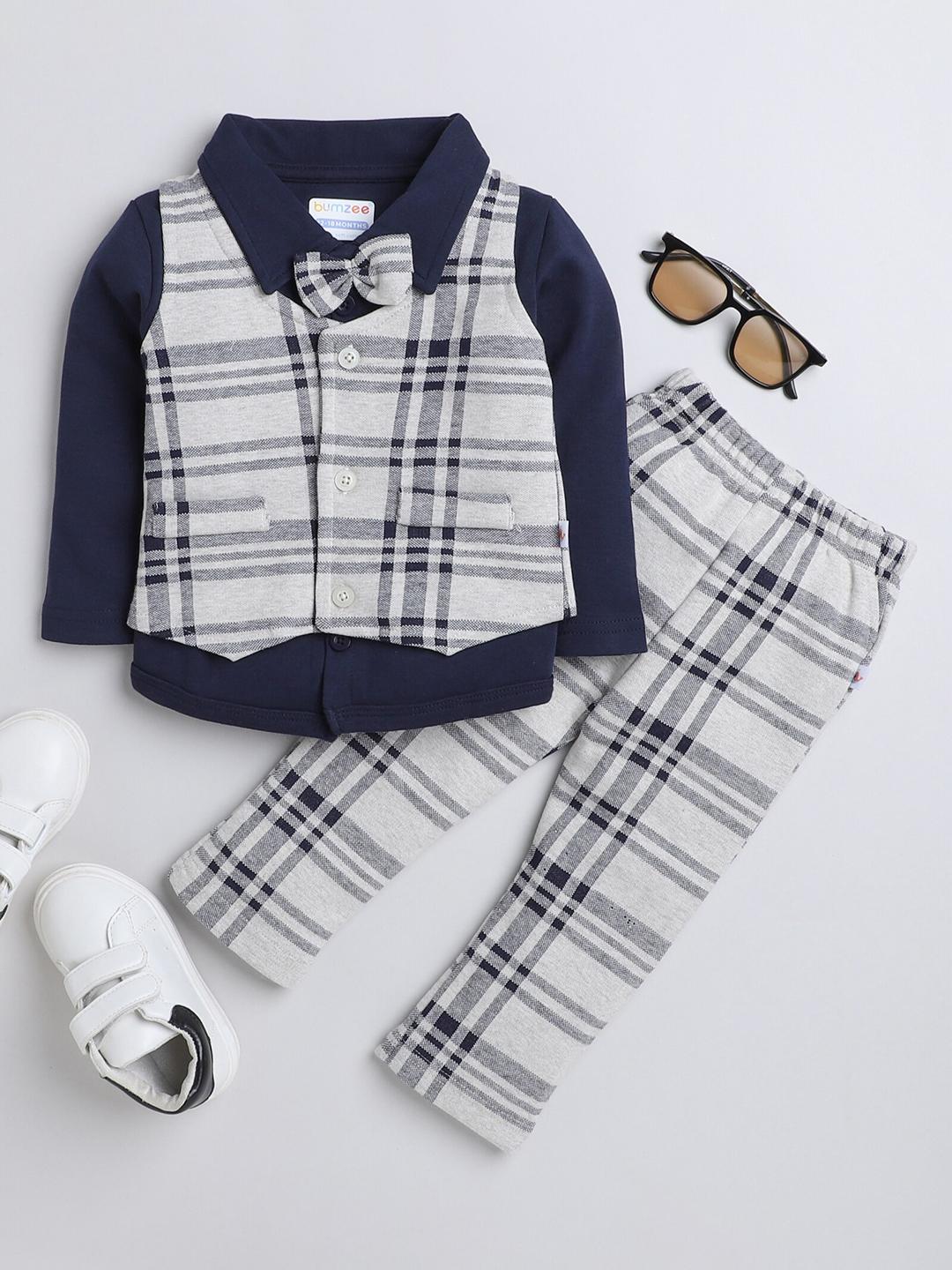 Buy BUMZEE Infant Boys Pure Cotton Shirt With Waistcoat & Trousers - - Apparel for Boys