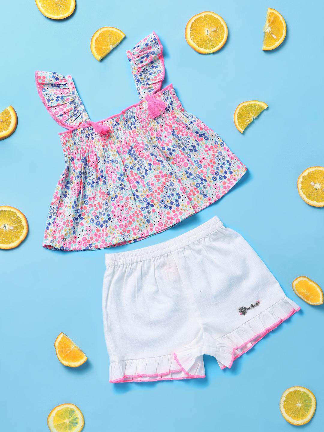 Buy Nauti Nati Girls Printed Smocked Top With Shorts - Clothing Set for ...