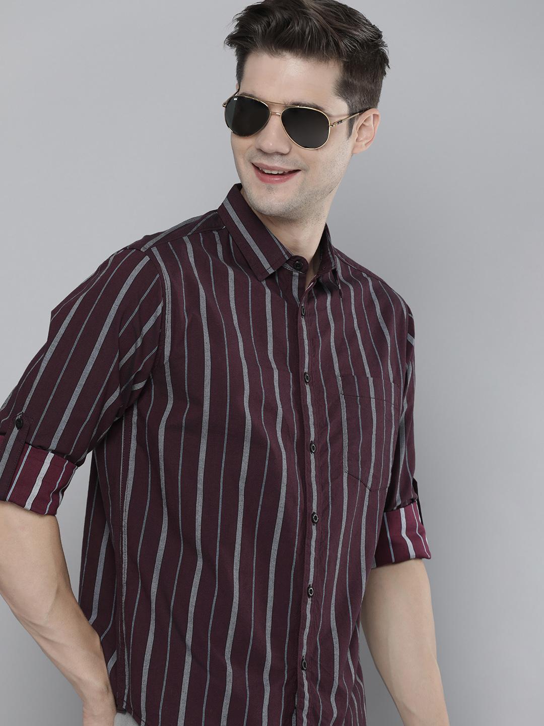 HERE&NOW Men Slim Fit Striped Casual Shirt