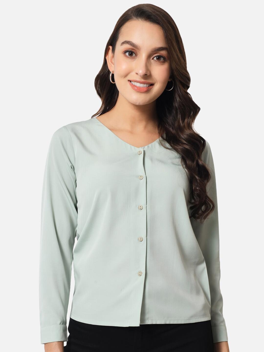 V-NECK CUFFED SLEEVES TOP