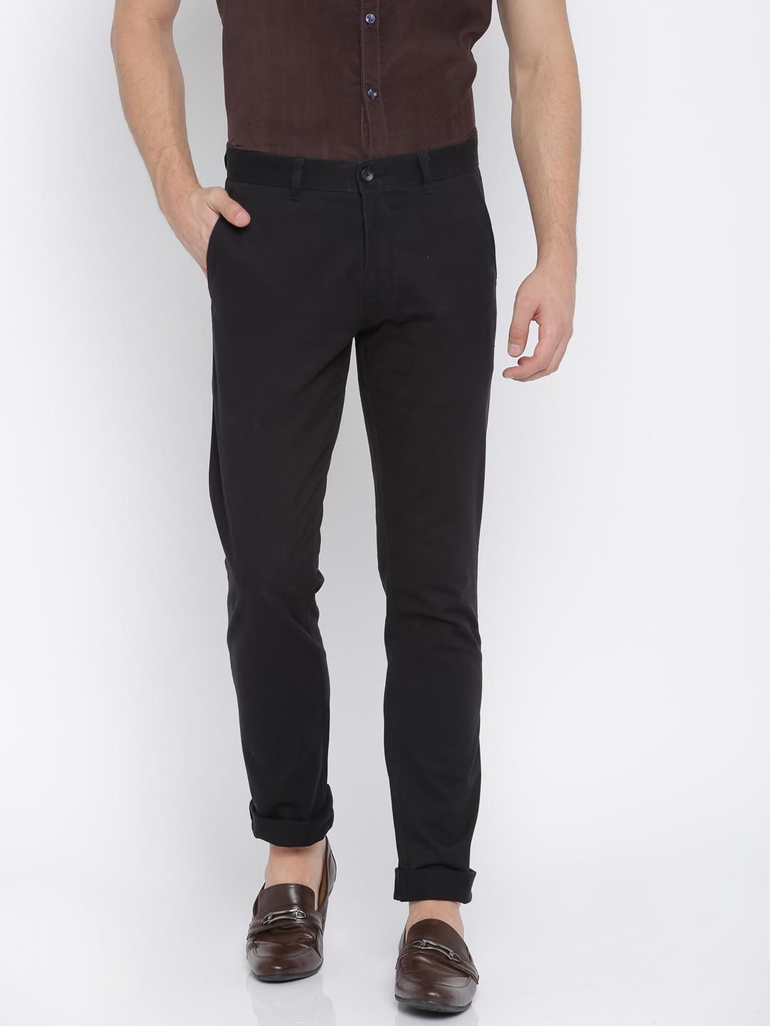 Buy Parx Men Black Tapered Fit Solid Chinos - Trousers for Men 2255683 ...