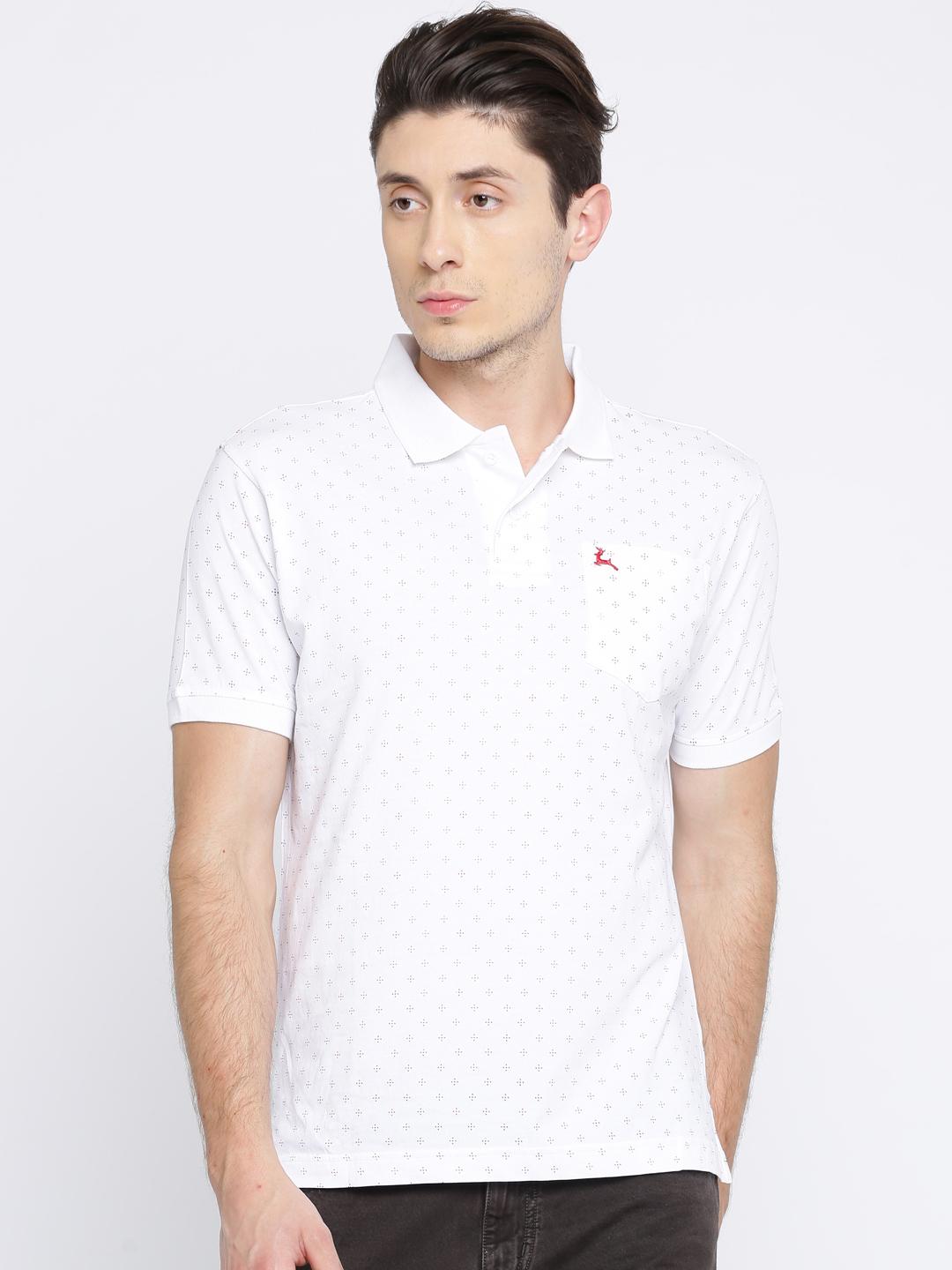Buy Parx Men White Printed Polo Collar Pure Cotton T Shirt - Tshirts ...