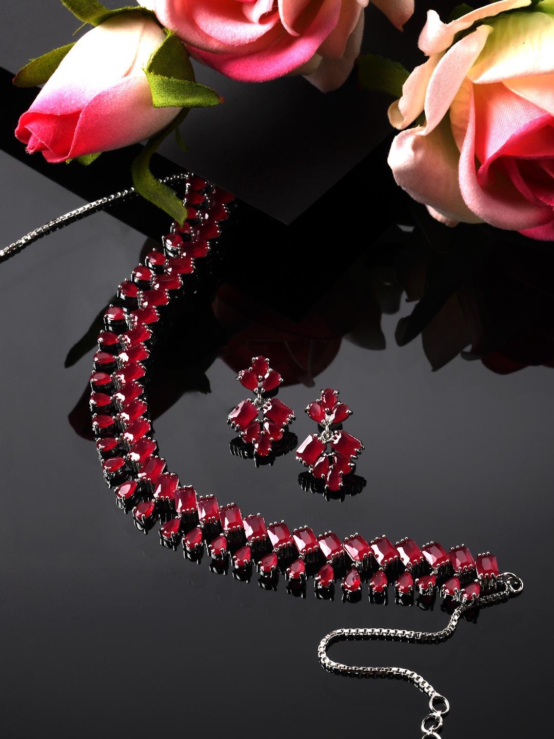 Buy ZENEME Rhodium Plated AD Studded Jewellery Set - - Accessories for Women