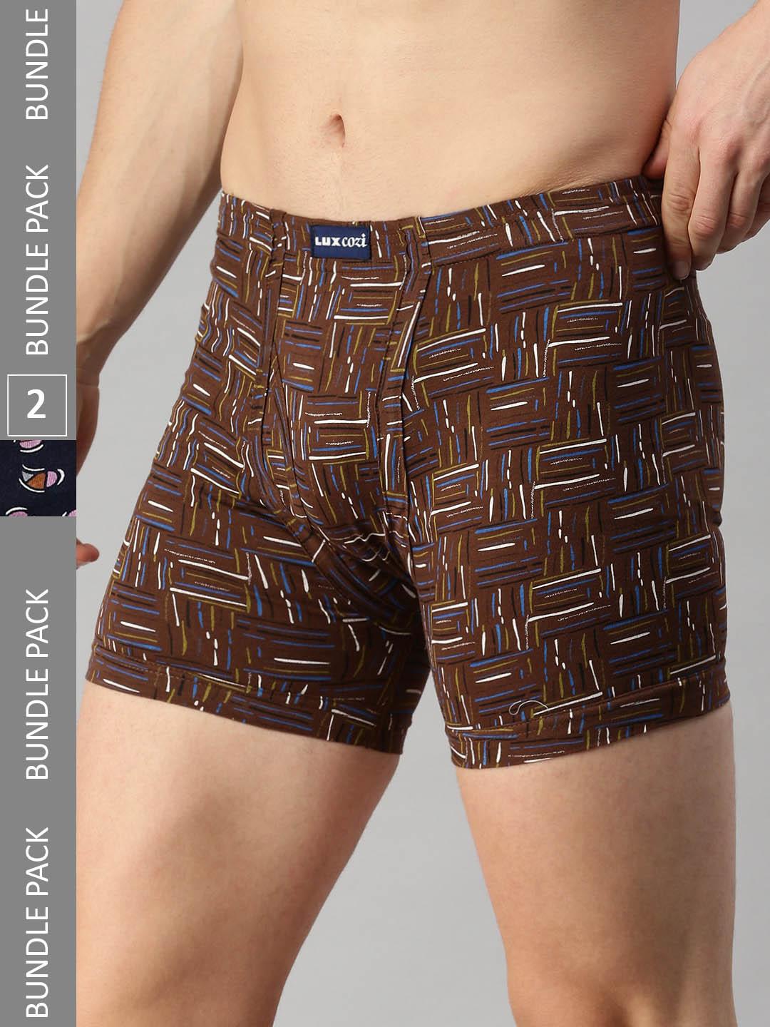Buy Lux Cozi Men Pack Of 2 Assorted Printed Cotton Trunks COZI_BIGSHOT_LONGS_PRINT_AST1_2PC -  - Apparel for Men