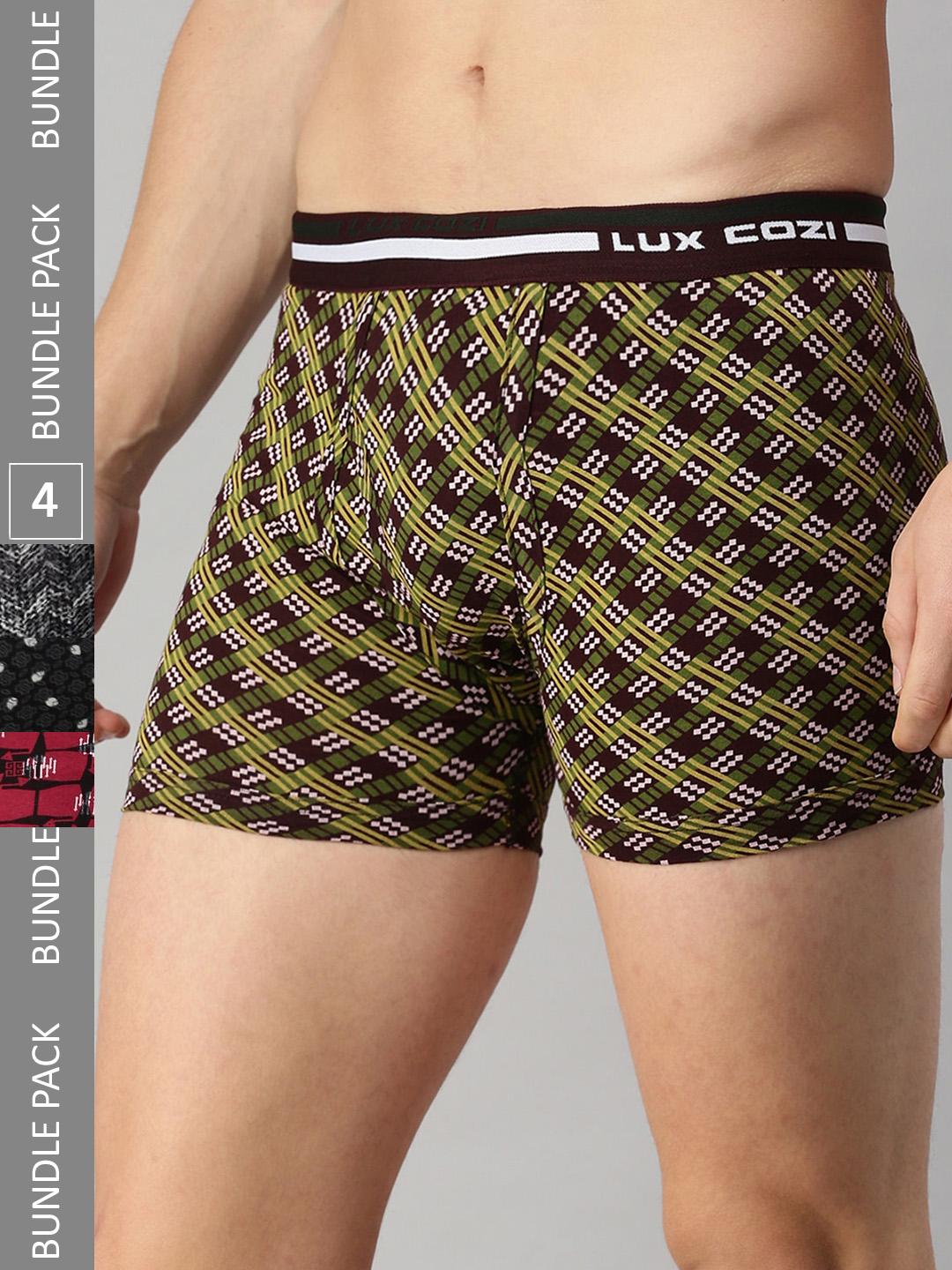 Buy Lux Cozi Pack Of 4 Assorted Printed Cotton Trunks COZI_BIGSHOT_LONGS_PRINT_OE_ASST - - Apparel for Men