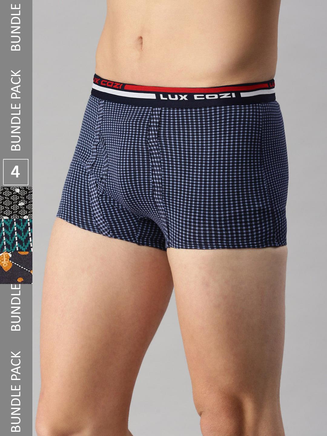 Buy Lux Cozi Men Pack Of 4 Assorted Skin Friendly Label Free Comfort Short Cotton Trunk - - Apparel for Men