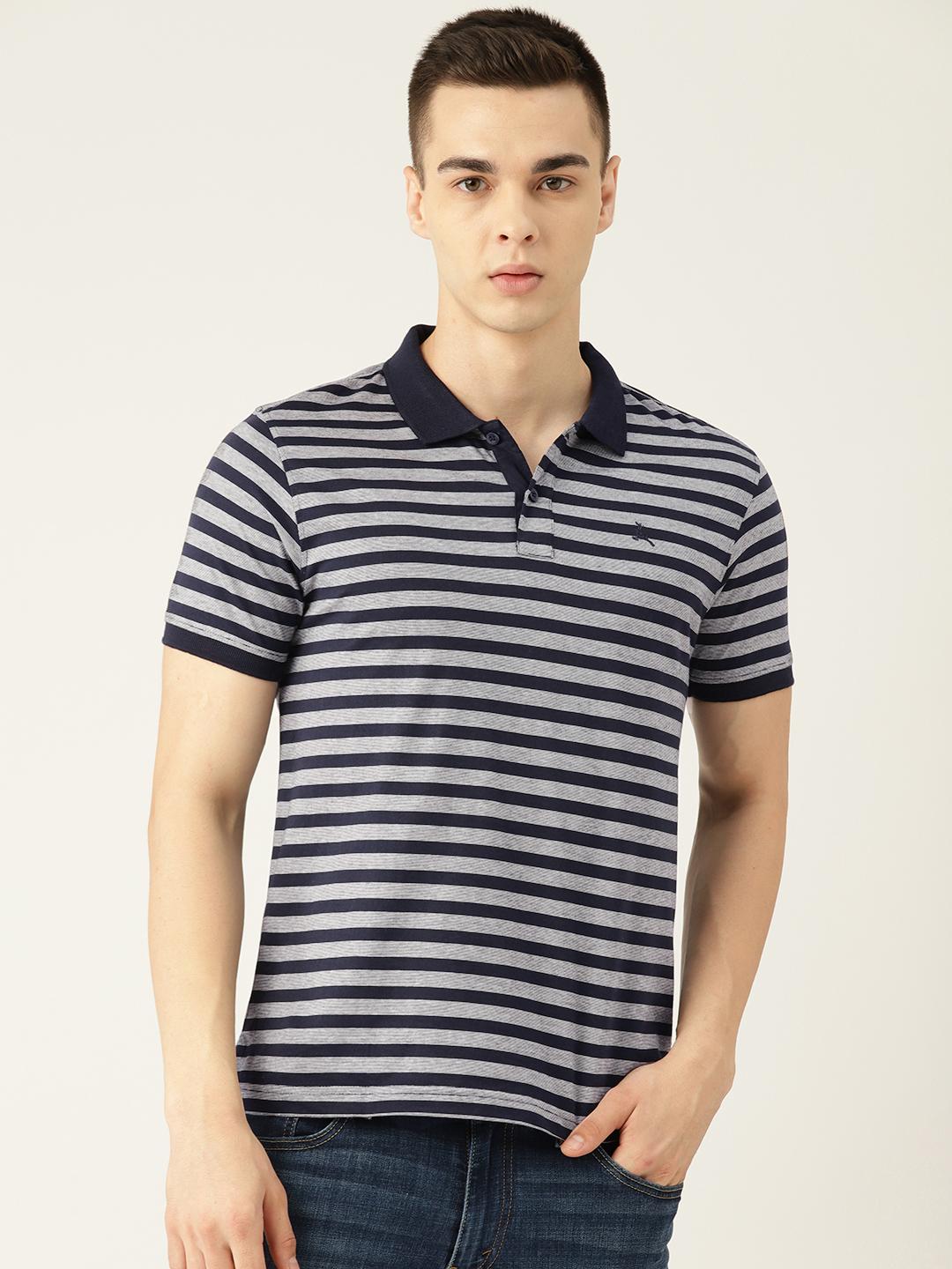 Buy Parx Men Striped Polo Collar Pure Cotton T Shirt - Tshirts for Men ...