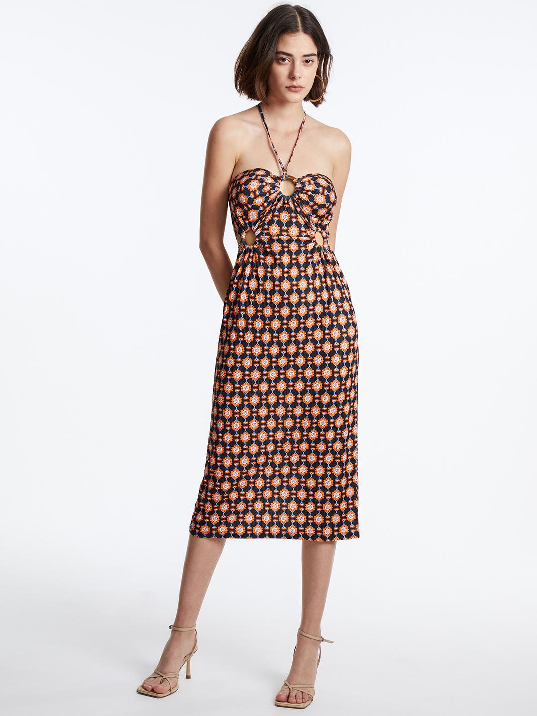 Buy Urban Revivo Floral Print Halter Neck A Line Midi Dress - Dresses ...