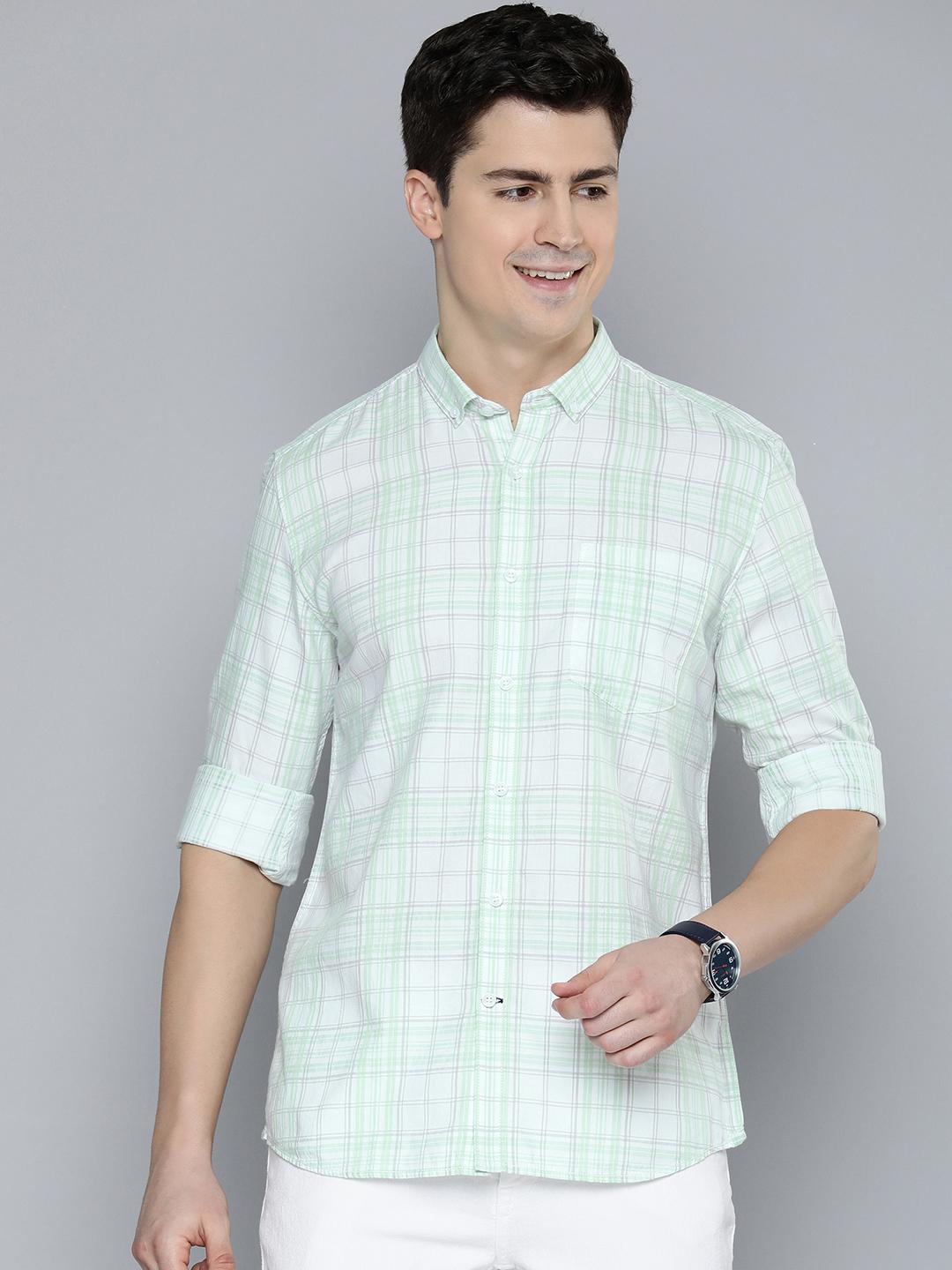 Mast & Harbour Men Green Standard Opaque Checked Casual Shirt