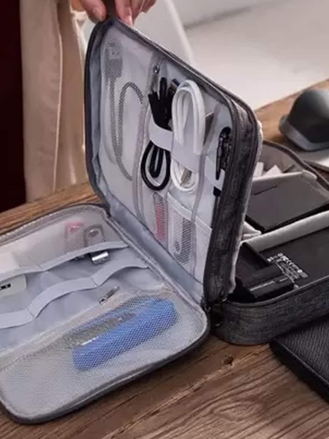 Buy MARKET99 Grey Texured Travel Pouch With 2 Compartments -  - Accessories for Unisex