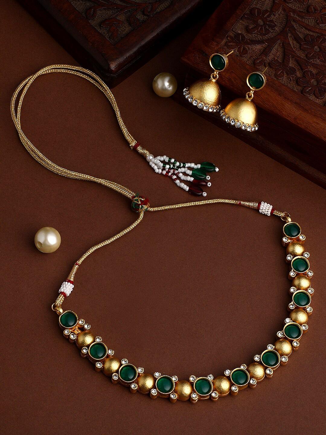 Buy ASMITTA JEWELLERY Gold Plated Stone Studded Copper Jewellery Set - - Accessories for Women