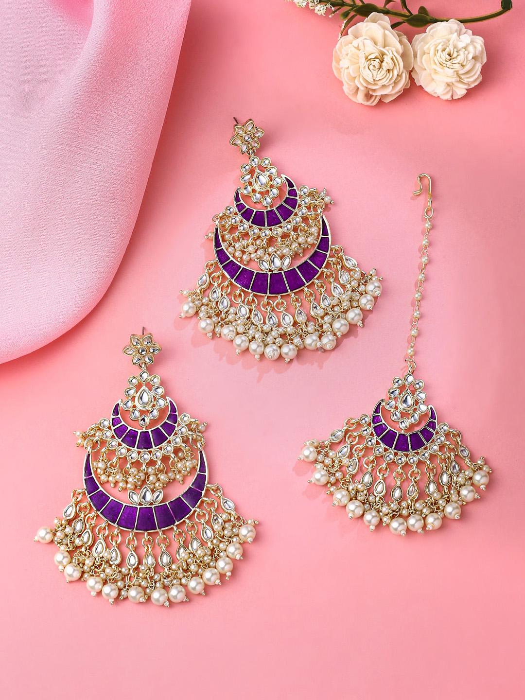 Buy Yellow Chimes Pack Of 2 Gold Plated Kundan Studded Jewellery Set - - Accessories for Women