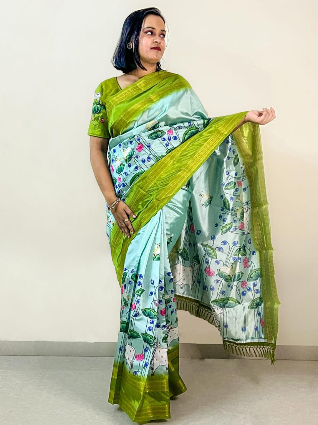 Buy Apaapi Threads Of Glory Floral Woven Design Zari Saree - Sarees for ...